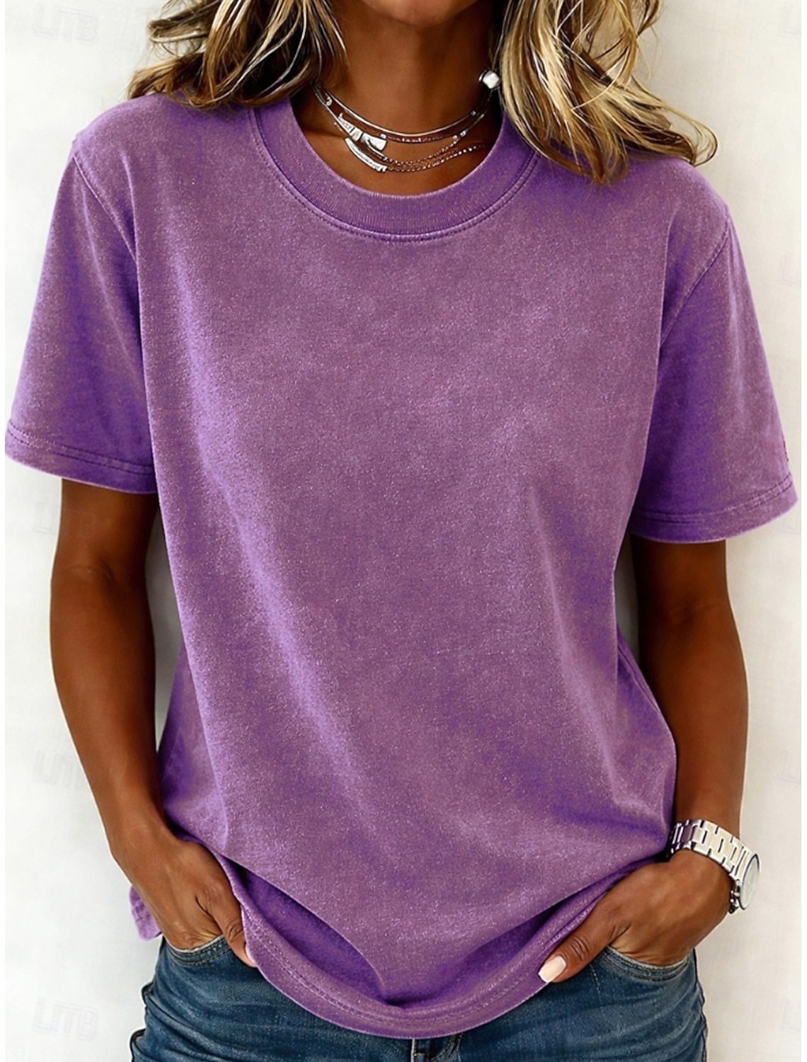 Women's 100% Cotton T-Shirts - Quality Vintage Short Sleeve Crew Neck Tee