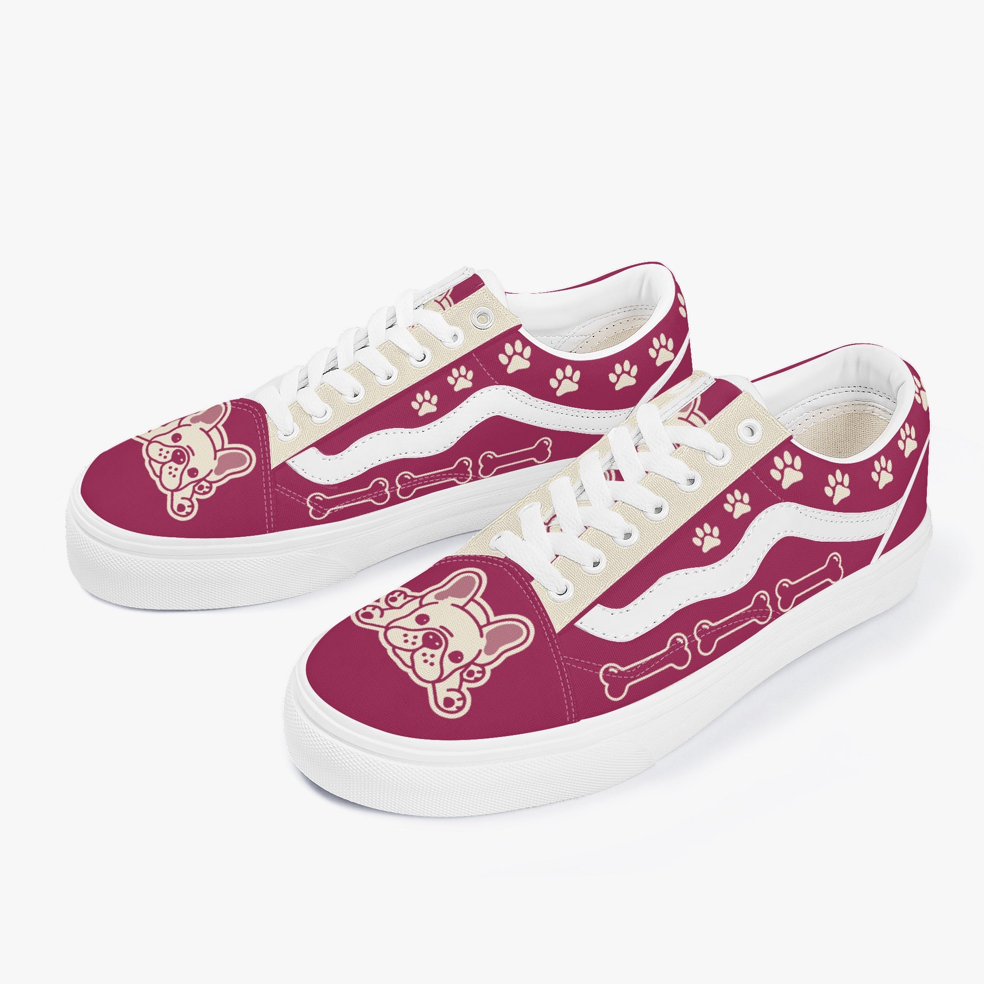 - Frenchie Lover Trendy Low-top Canvas Sneakers For Frenchie Fans