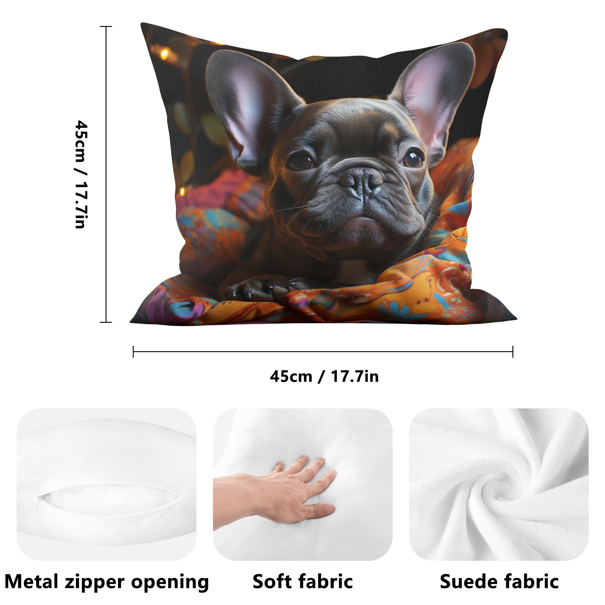 French Bulldog Adorably Cute Frenchie Puppy Pillow Cover Durable Dog Item