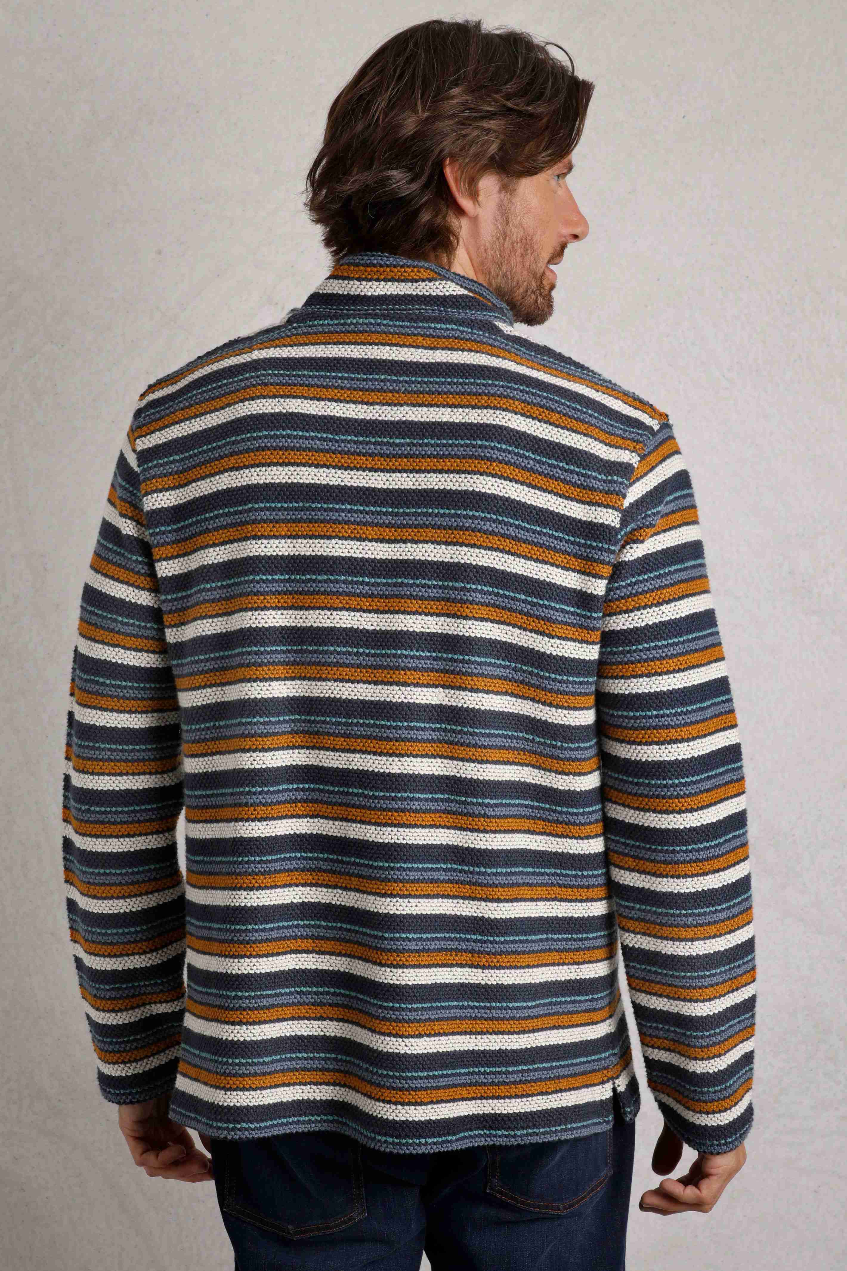 Oscar 1/4 Zip Stripe Kierra Macaroni Sweatshirt Navy