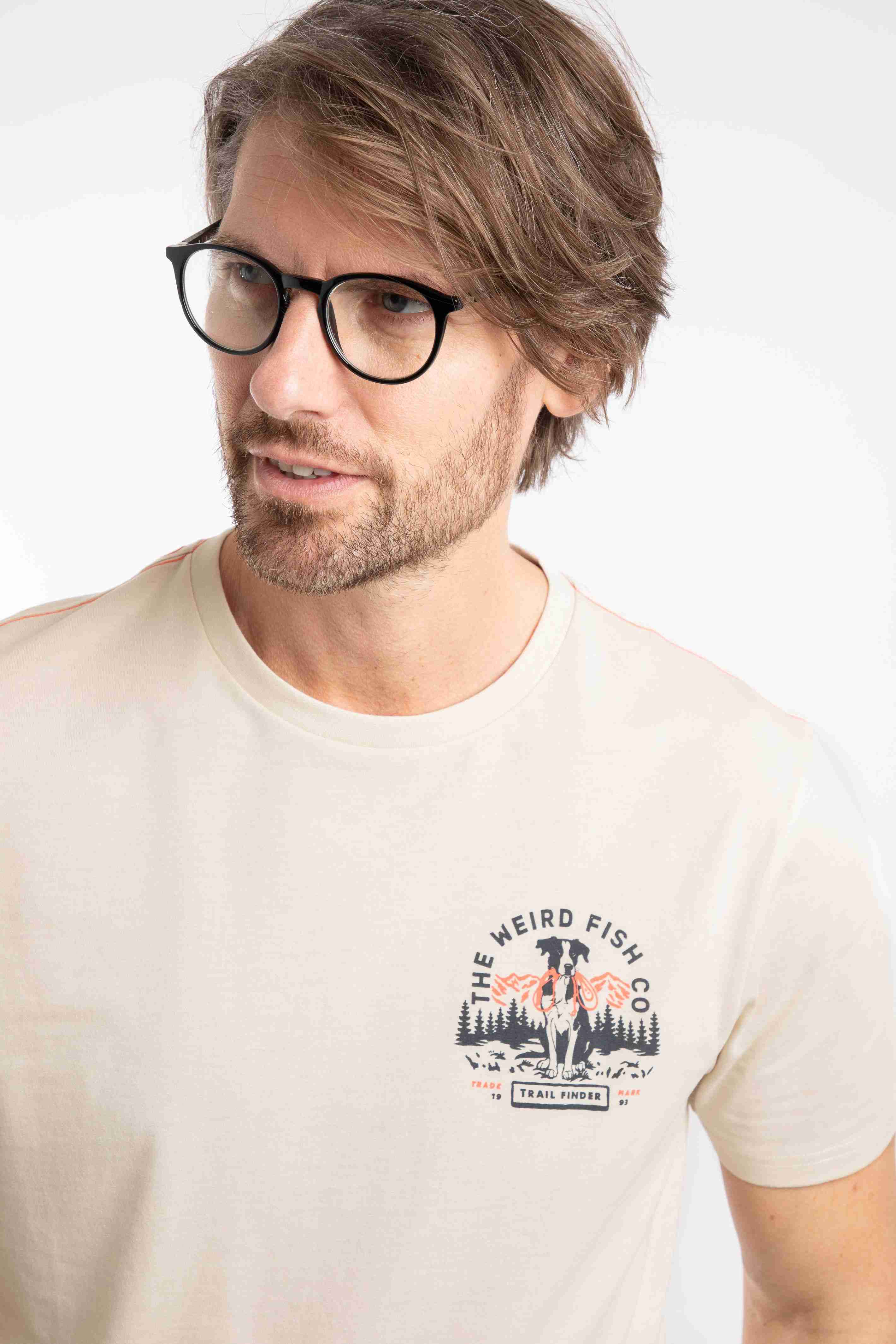 Dog Trails Back Print Graphic T-Shirt Egg Shell