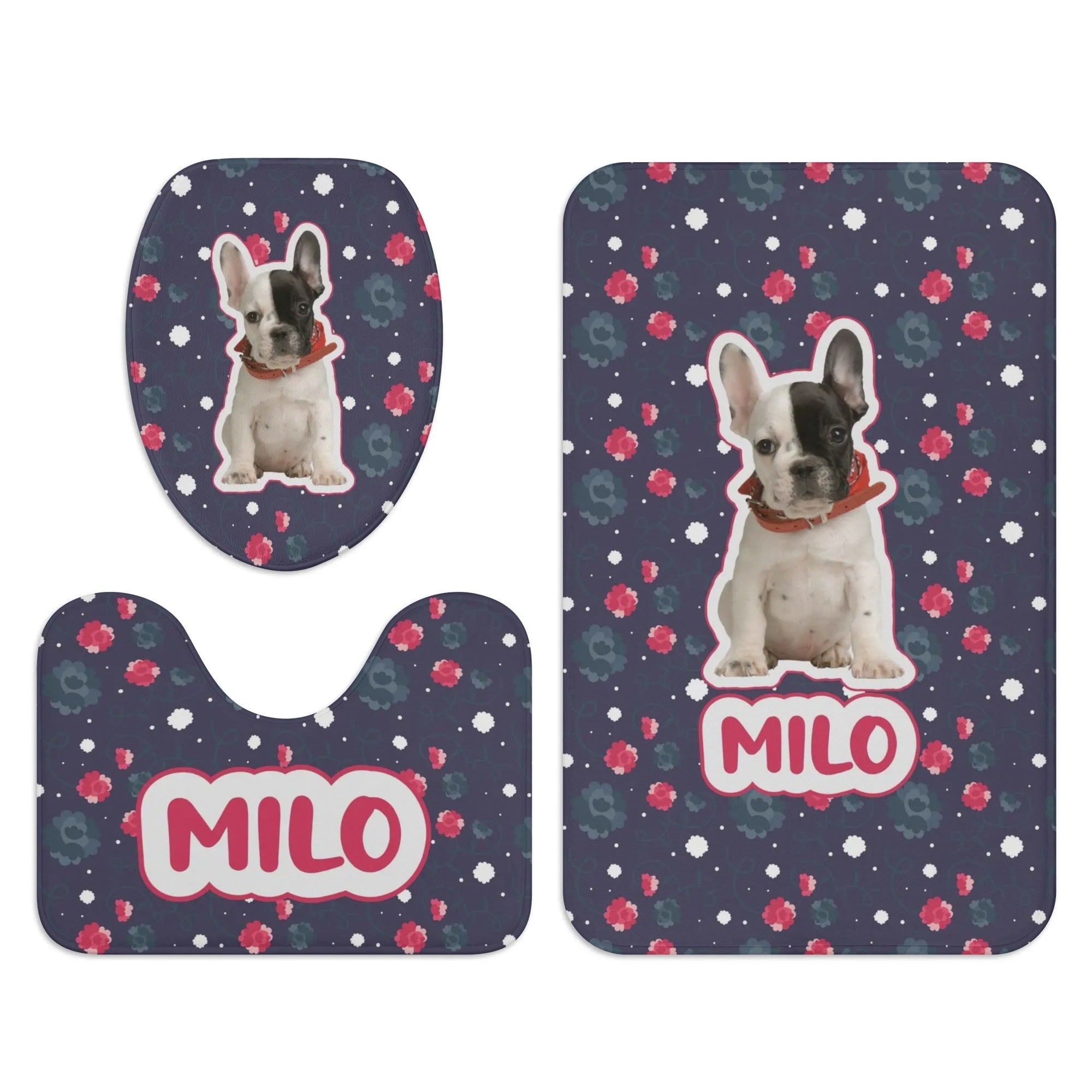 - Bulldog Bathroom Set With Your Frenchie’s Name & Image Winter Wear