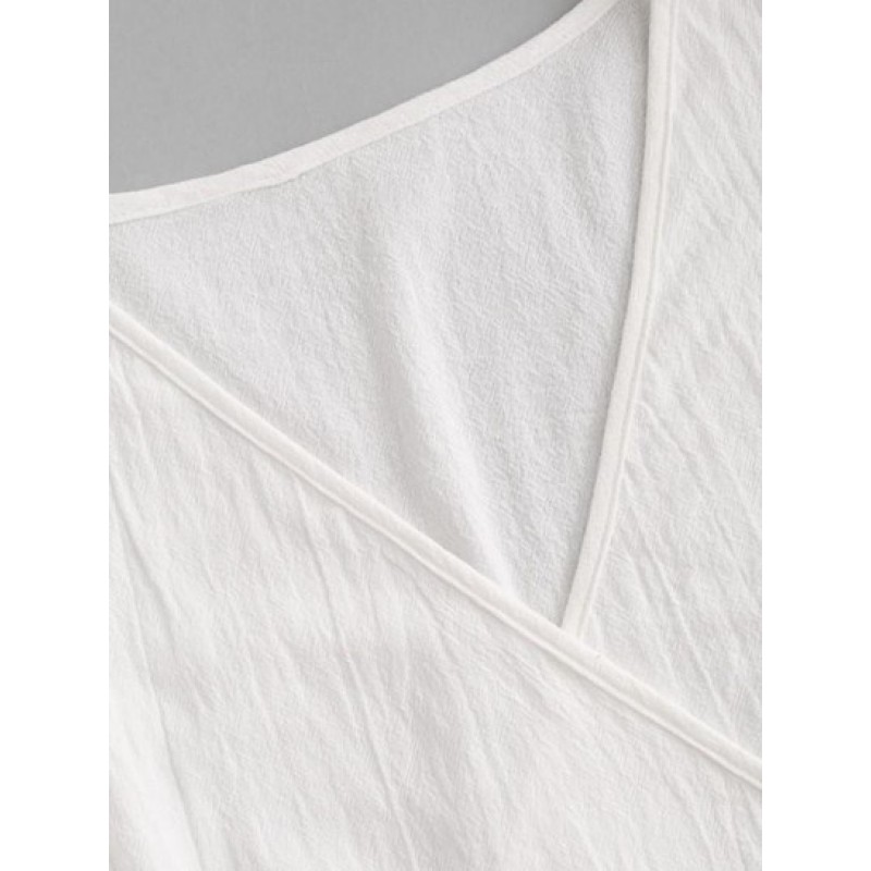 Surplice Plunging Wrap Waist Blouse OO1885