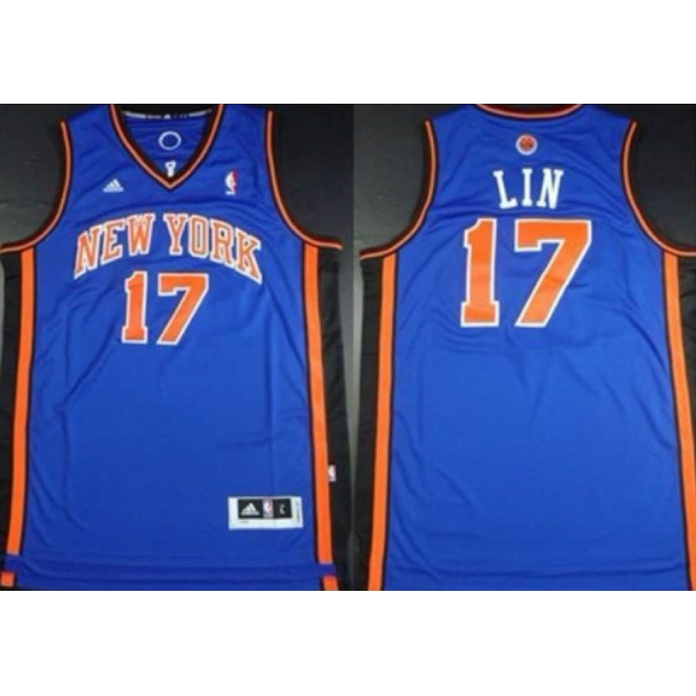 Performance Retro Men's Knicks #17 Jeremy Blue Basketball Jersey