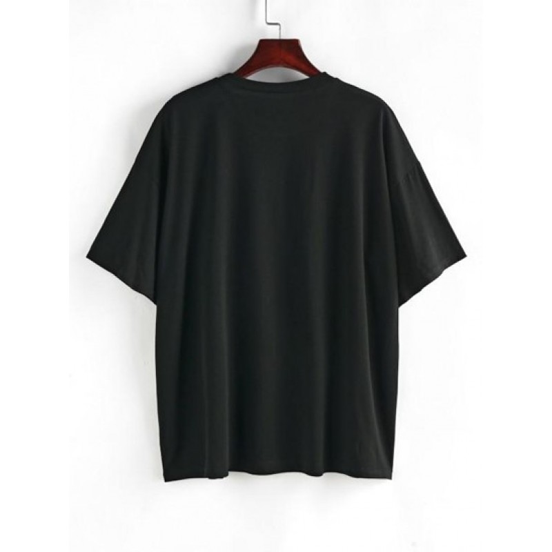 Sun Slogan Print Drop Shoulder Oversized T Shirt DM1693