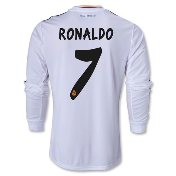 13-14 Real Madrid 7 RONALDO Home Long Sleeve Jersey Shirt - Official