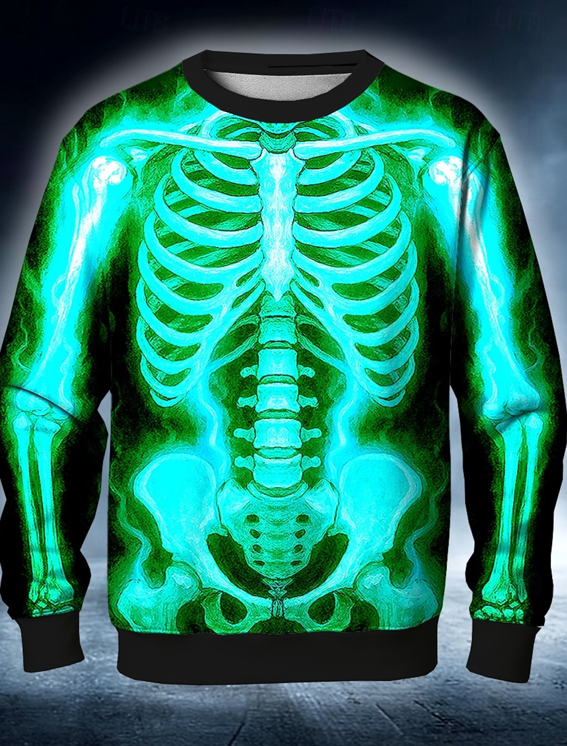Skull Men's Skeleton Costume Sweatshirt Punk Party Long Sleeve Crew