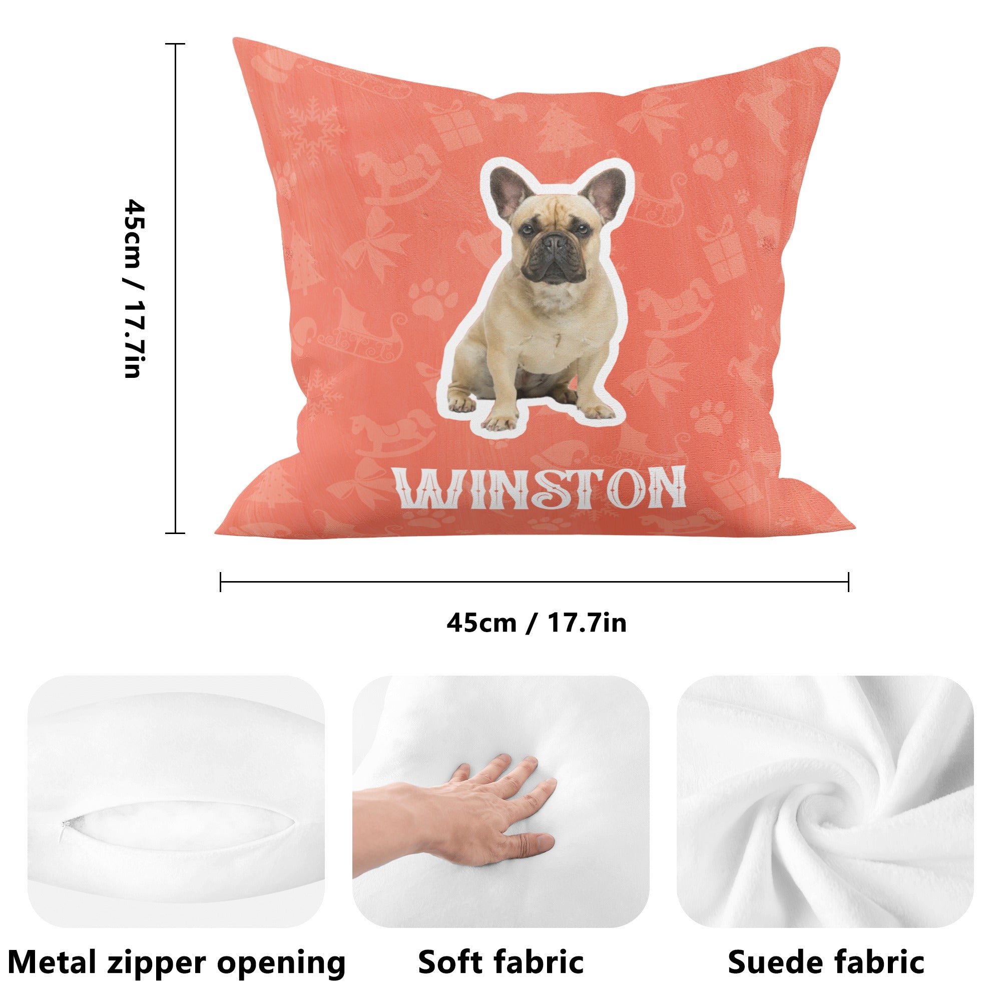 Stylish High-Quality Custom Pillow With Frenchie Photo for Daily Life