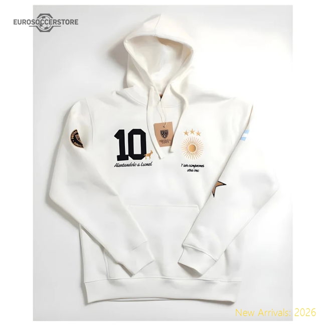 Premium-grade World Cup Champions 2022 Messi Hoodie El Sol Goat White