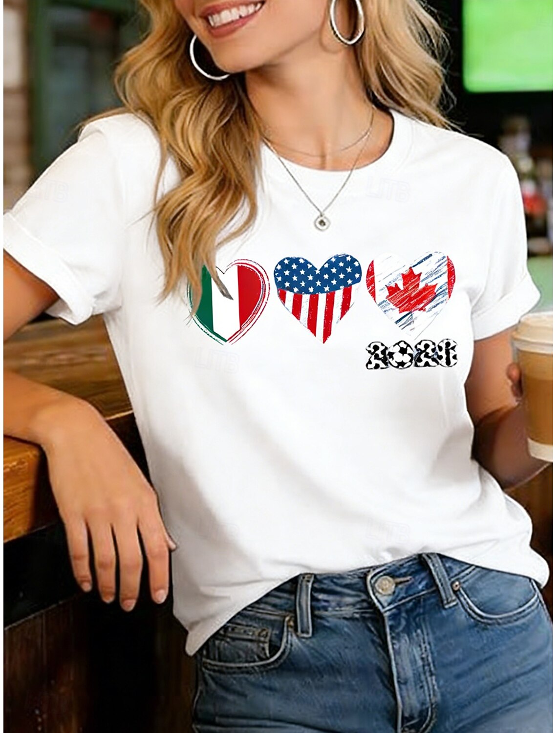 American Independence Day Women's T Shirt Print Graphic Letter American Flag Stylish Classic Casual Short Sleeve Crew Neck Regular Tops Daily Blue Black White Red Summer Spring