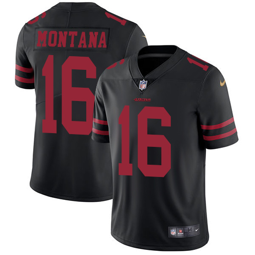 Authentic NFL Wholesale NFL 49ers #16 Joe Montana Black Limited Jersey