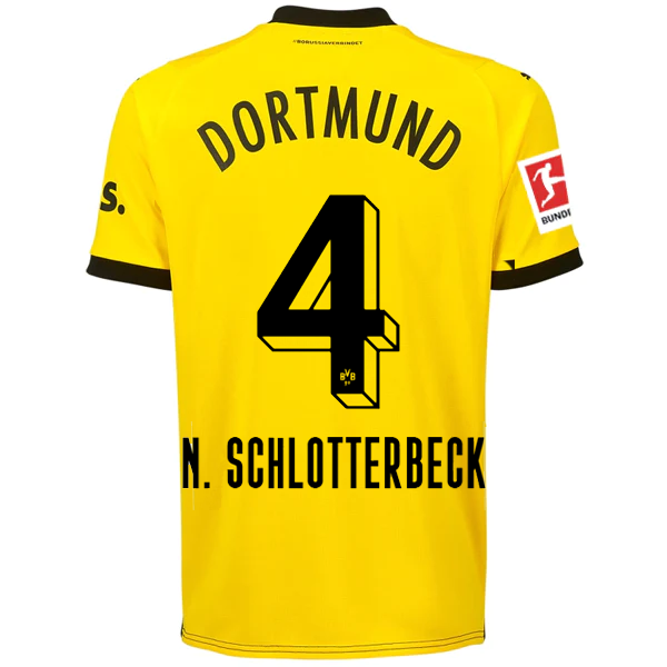 Borussia Dortmund Schlotterbeck 2023-2024 Bun Home Jersey – Authentic Shirt