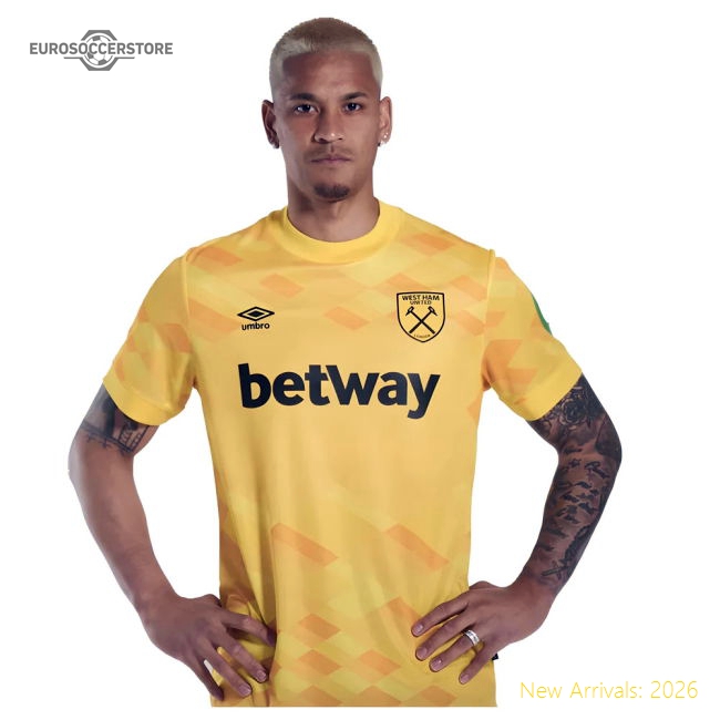 2024-2025 West Ham Goalkeeper Shirt Yellow In Multiple Youth Sizes