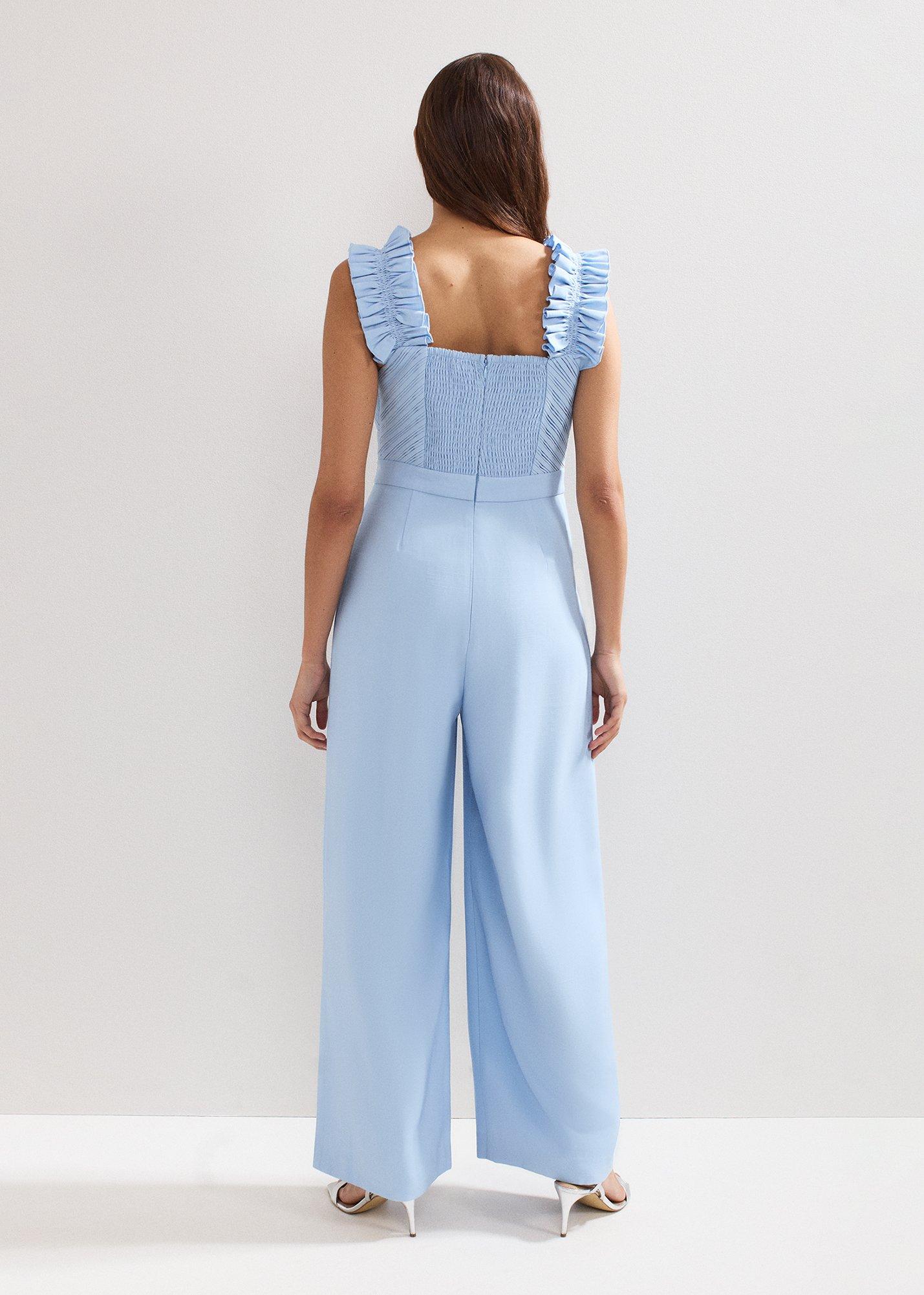 Moira Blue Ruffle Sleeve Jumpsuit