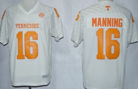 Men's None White 2013 match worn Peyton Manning #16 performance Jersey