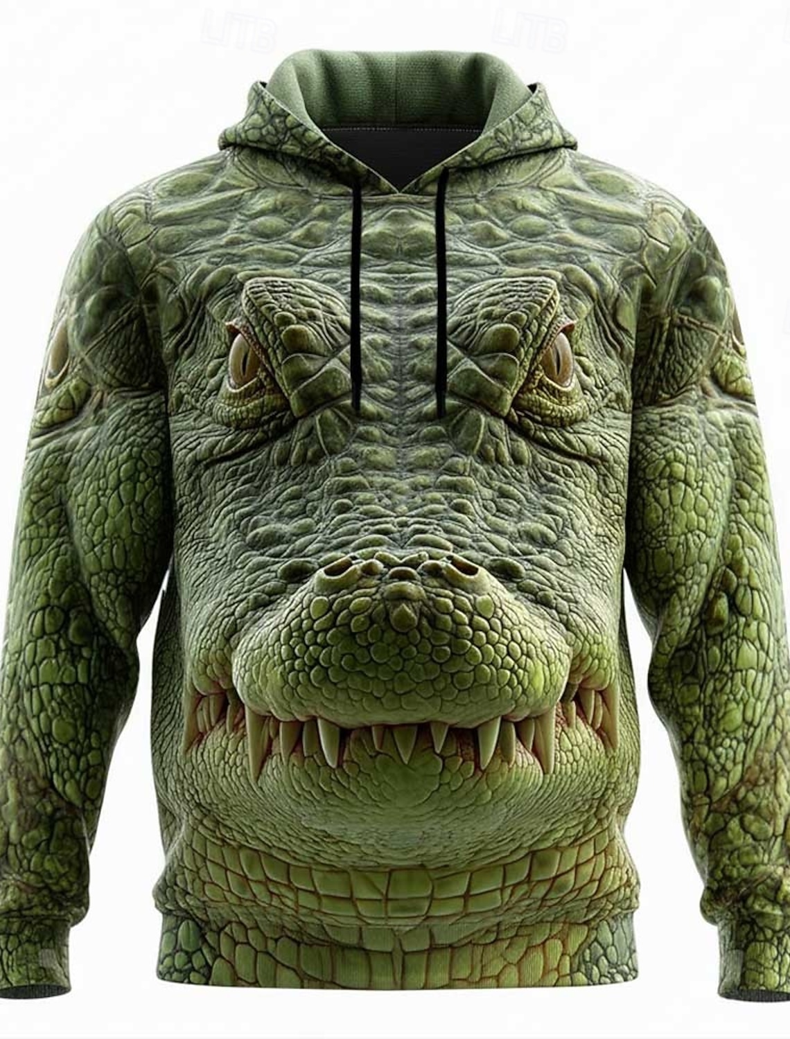 Mens Pullover Hoodie 3D Crocodile Graphic Print Realistic Alligator