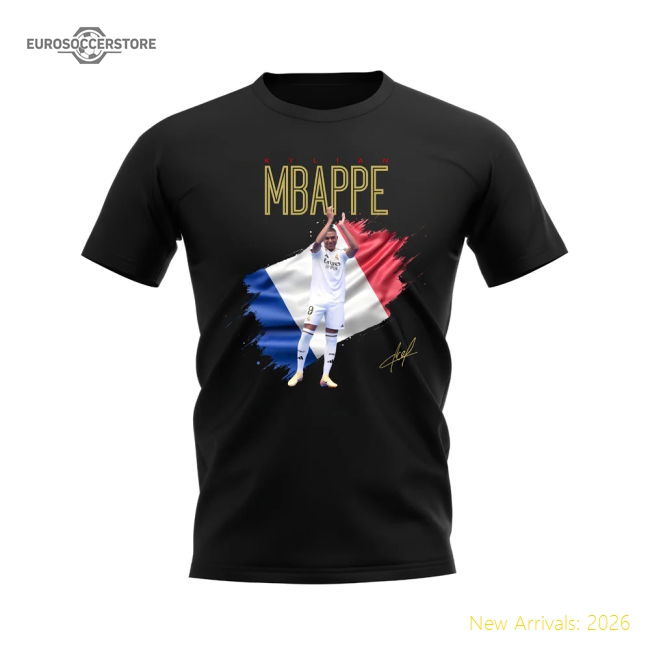 Elite Kylian Mbappe Real Madrid Flag T-shirt (black) - Fan Design