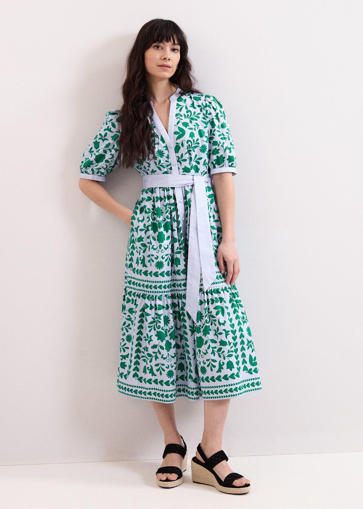 Petite Trinity Heart And Floral Midi Shirt Dress