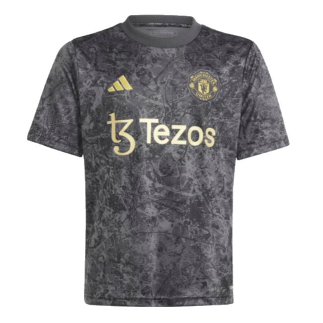 2023-2024 Man Utd Pre-Match Shirt (Black) - Kids (Garnacho 17)