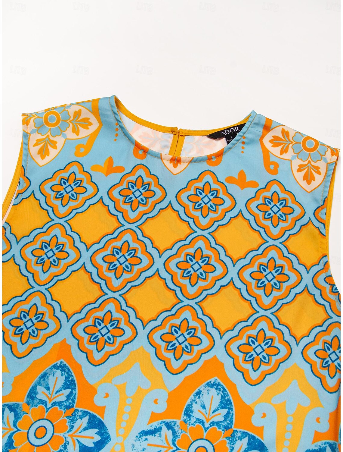 Satin Boho Double Slit Crew Neck Sleeveless Tank Top