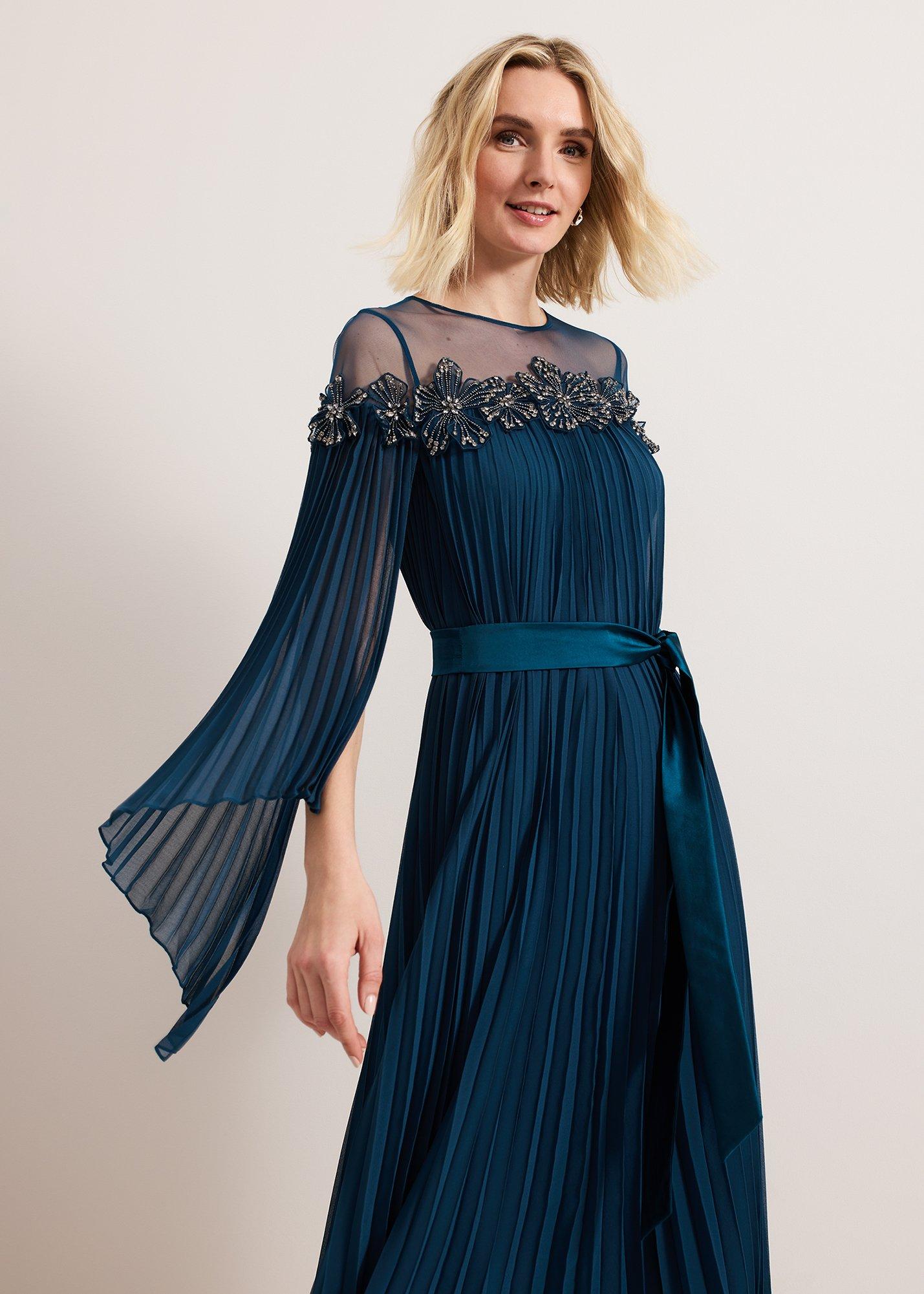 Mavery Beaded Pleated Maxi Dress