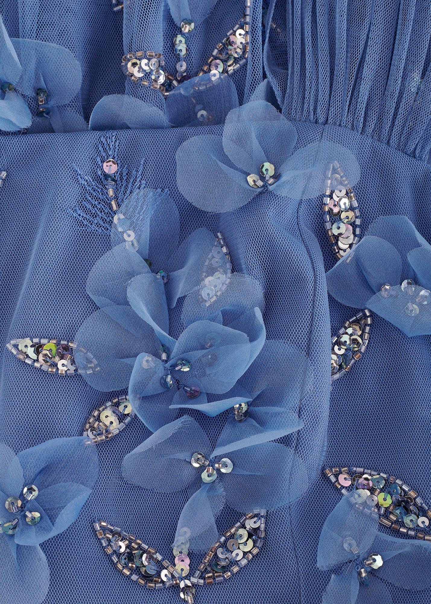 Petite Azera Blue Beaded Midi Dress