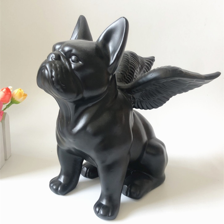 French Bulldog Canineglo Adorable French Bulldog Statue Angel Durable Dog Item