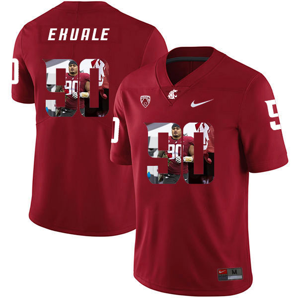 breathable Men's None Daniel Ekuale #90 Red 2024 Football Jersey