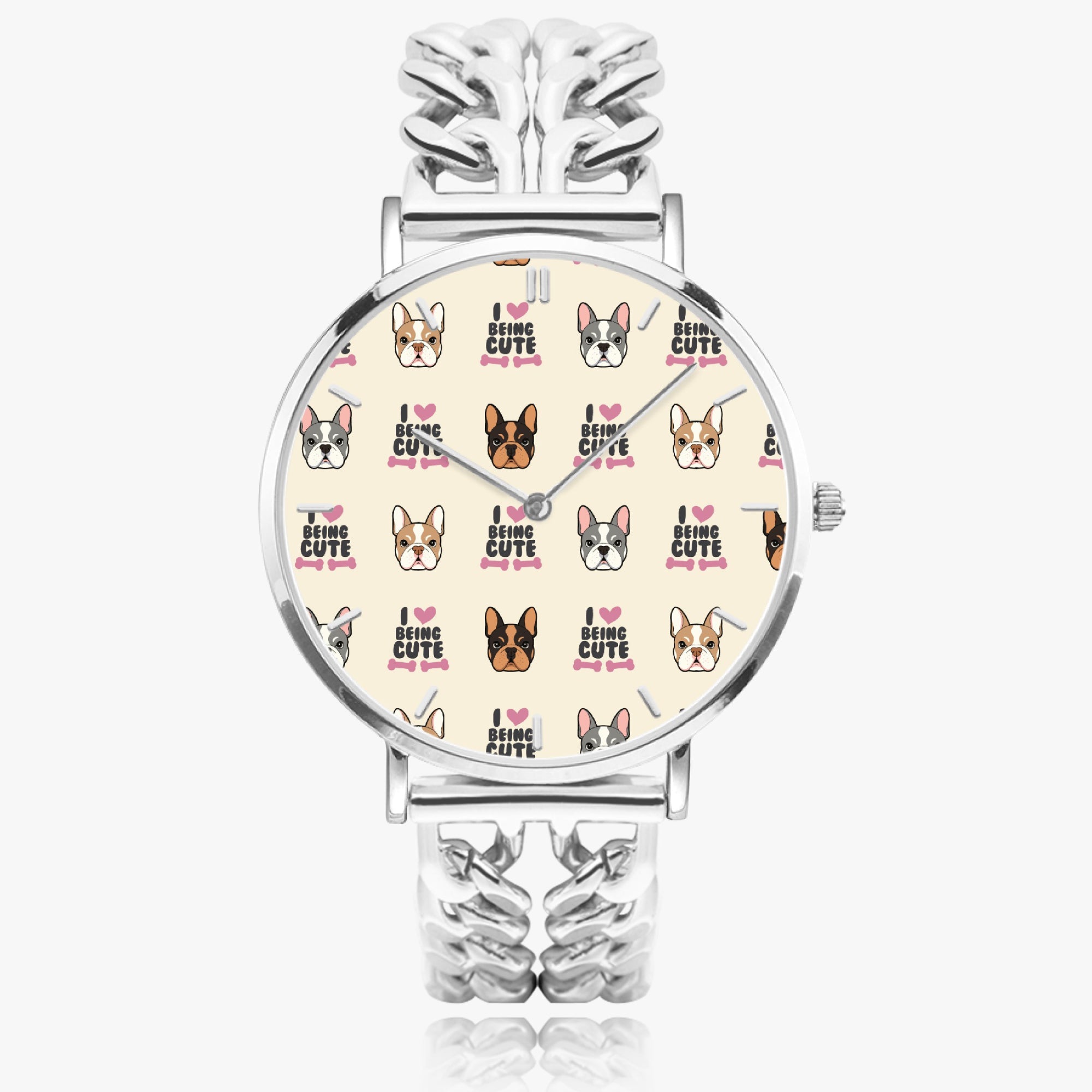 French Bulldog Patric Chic Hollow Strap Watch For Frenchie Lovers Durable Dog Item