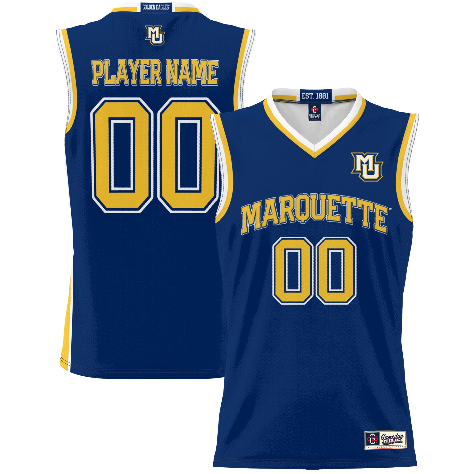 [NJP] Marquette Golden Eagles GameDay Greats Youth NIL Pick-A-Player Lightweight Women's Basketball Jersey - Navy