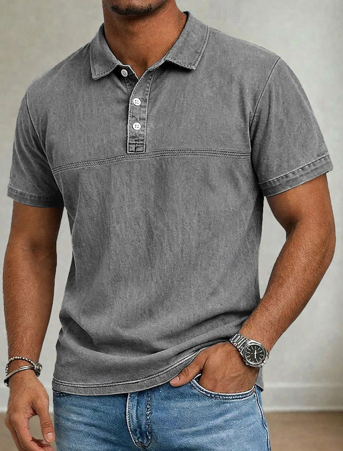 SoftFade™ Men's Polo Shirts 100% Cotton Acid Wash Shirt Casual Holiday Lapel Short Sleeve Fashion Basic Plain Vintage Distressed Summer Spring Dark Brown Black Light Green Navy Blue Light Purple