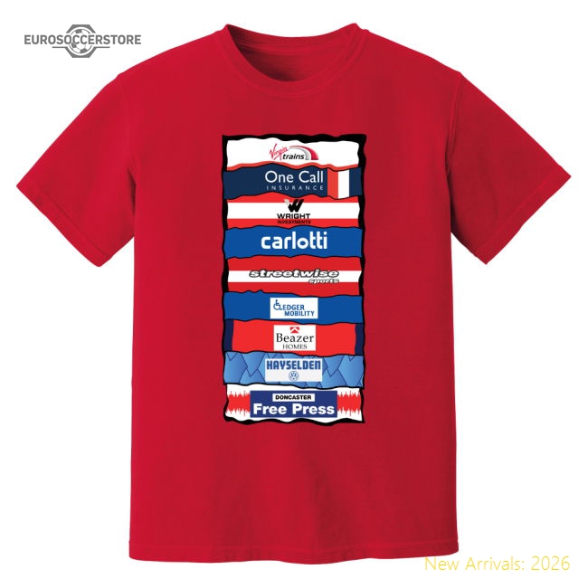 Premium Doncaster Sponsor History T-shirt (red) - Premium Quality