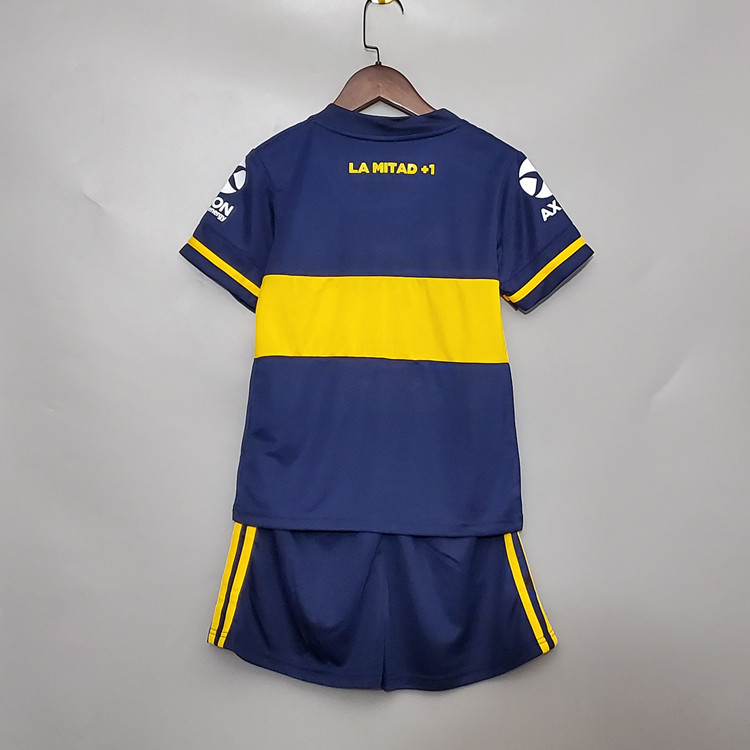Breathable Kids Boca Juniors Home Navy Soccer KitShirtShorts