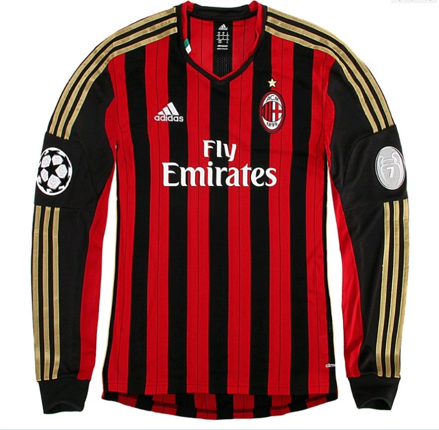 Lightweight 1314 AC Milan 7 ROBINHO Home Long Sleeve Shirt