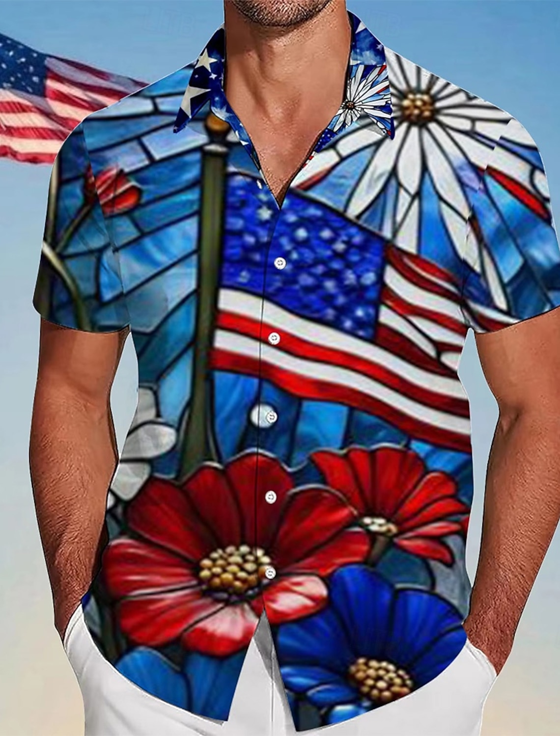Independence Day Men's American US Flag 4th of July U.S. 250th Anniversary Patriotic Shirt Summer Shirt Button Up Shirt Short Sleeve Fashion Casual Holiday Summer Spring Turndown 3D Print Collared