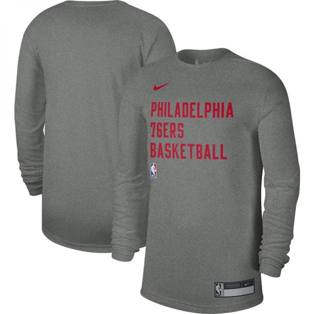 Men's Philadelphia 76ers Heather Gray 2023/24 Legend On-Court Practice Long Sleeve T-Shirt
