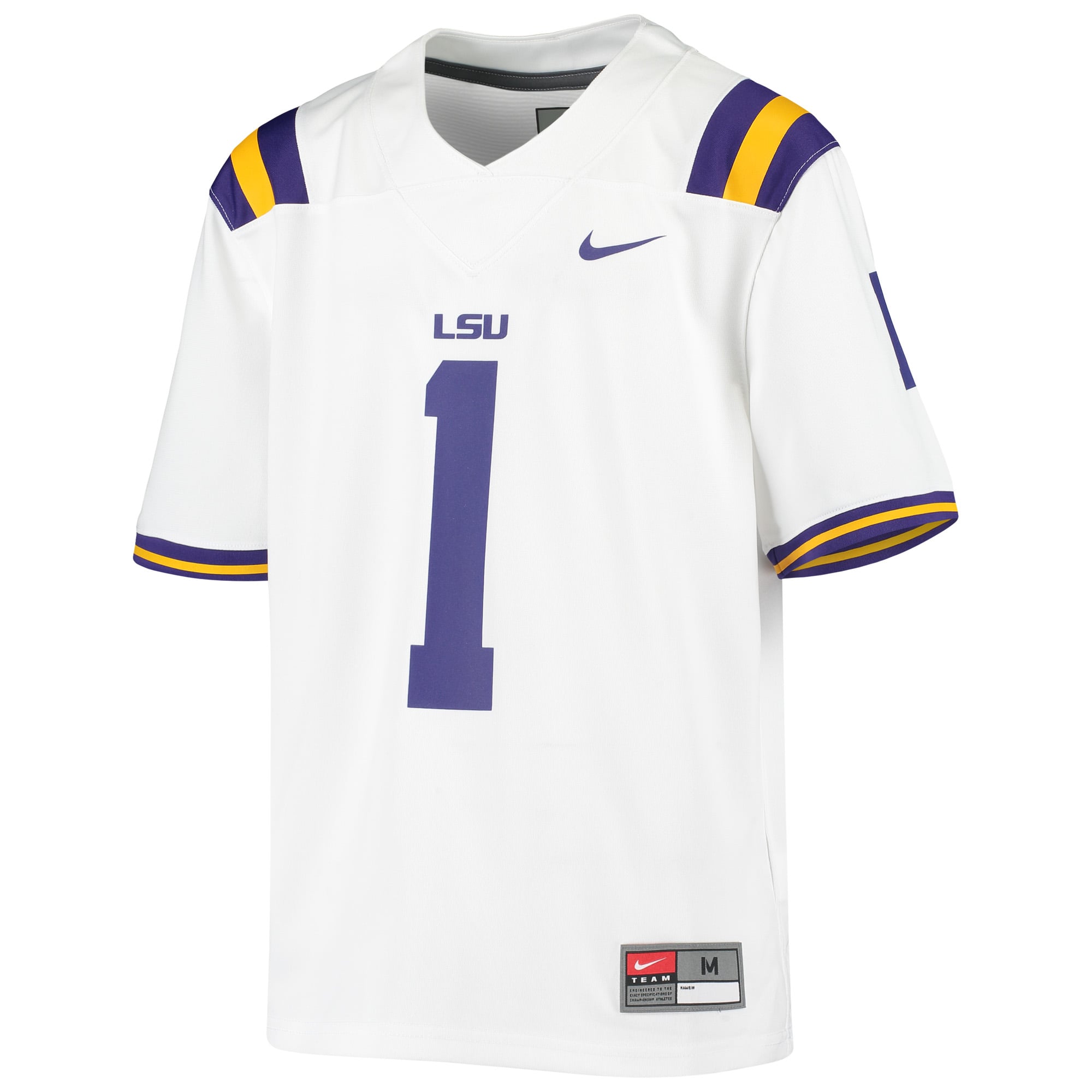 Youth #1 White LSU Tigers Football Jersey