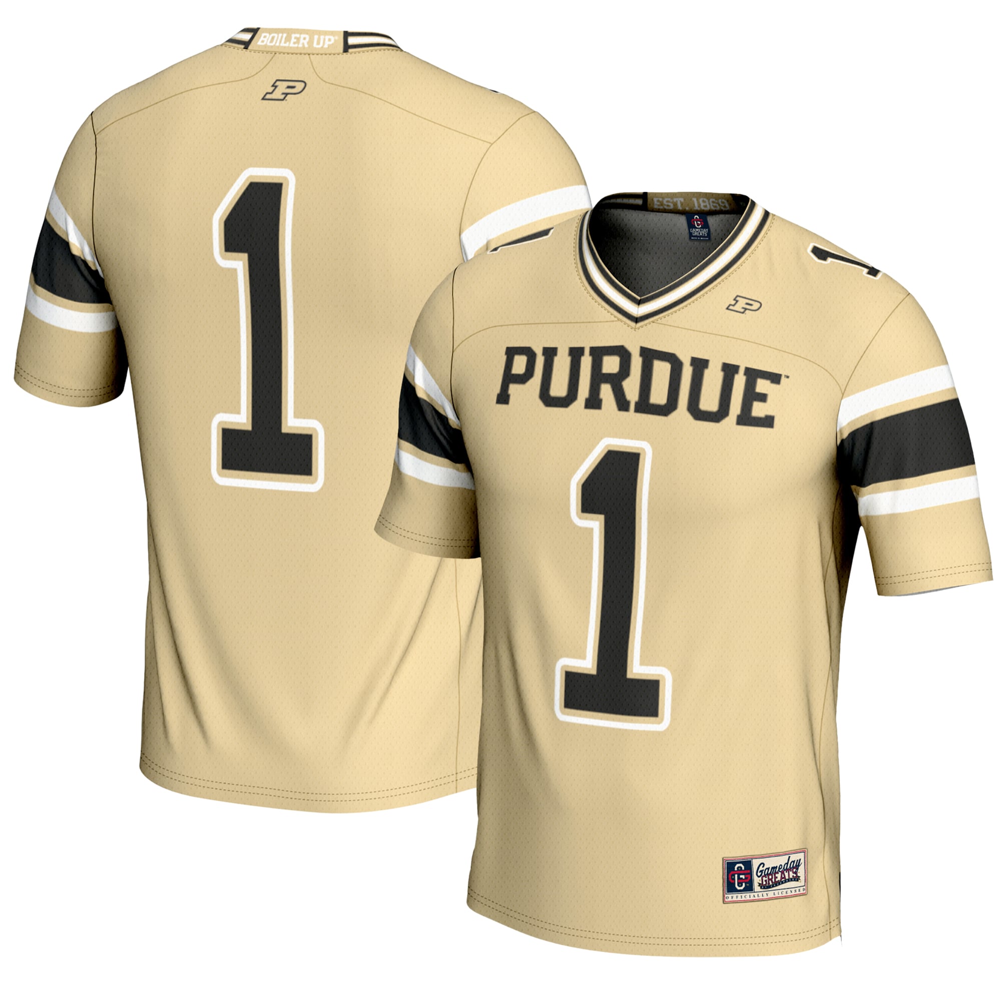 Men's #1 Gold Purdue Boilermakers Endzone Football Jersey