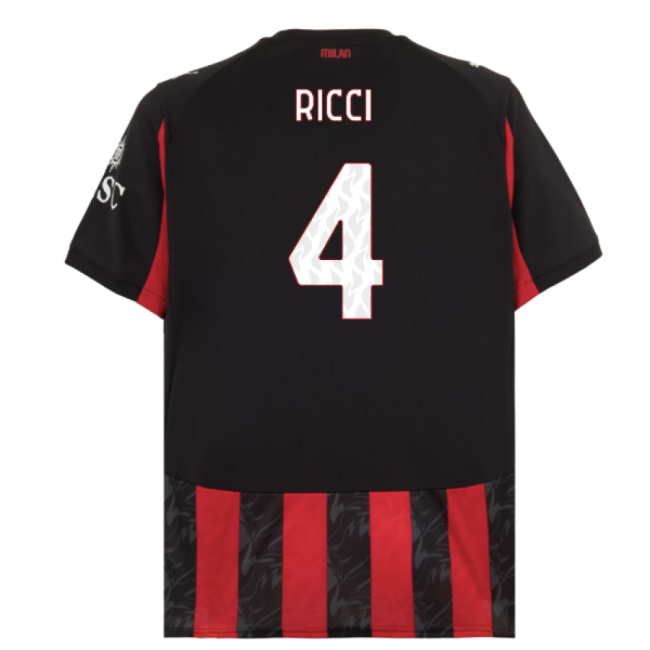 Ac Milan Home Match Jersey Ricci Athletic Fit Performance