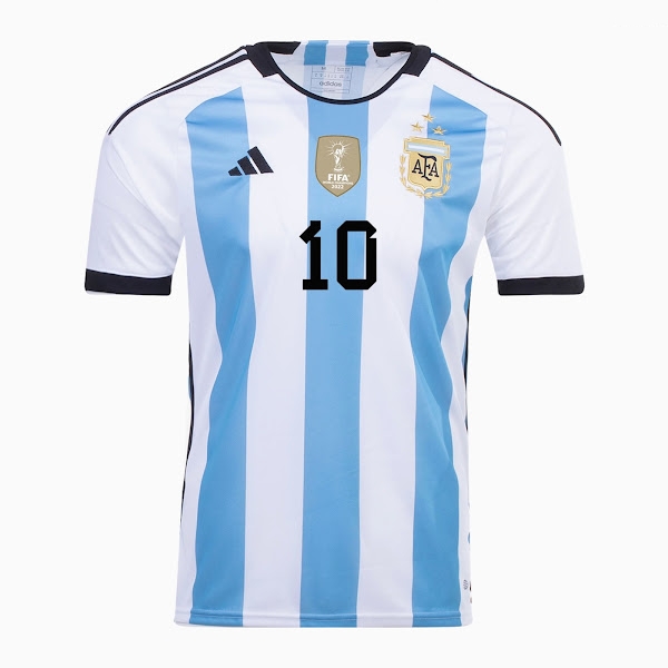 Comfort Fit Argentina 3 Star 2022 Home White MESSI Soccer Jersey