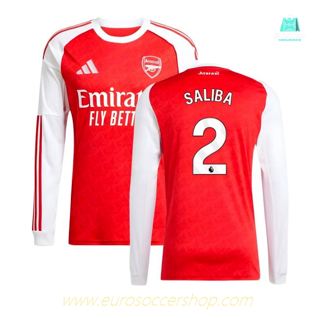 2025-2026 Arsenal Long Sleeve Home Shirt (Saliba 2)