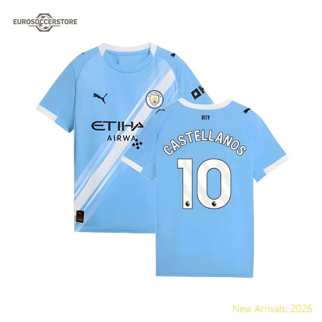 2025-2026 Man City Home Shirt (Kids) (Castellanos 10)