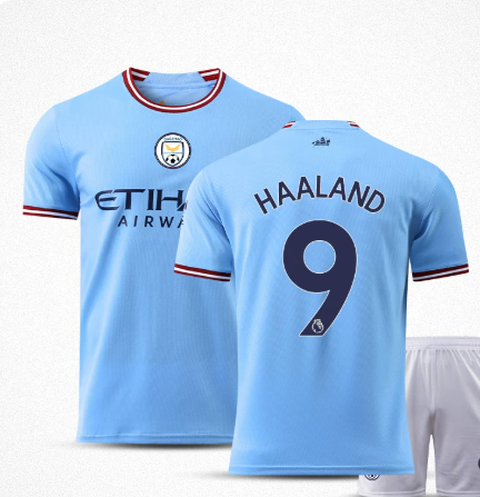 [JGK] 22/23 Manchester City Vertical Stripe Home Erling Haaland #9 Treble Commemorative Jersey