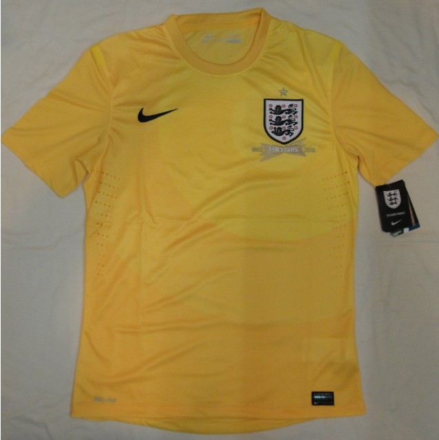 Professional Quick Dry 2013 England Goalkeeper Yellow Jersey Shirt