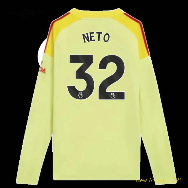 2025-2026 Arsenal Home Goalkeeper Shirt (Yellow) - Kids (Neto 32)