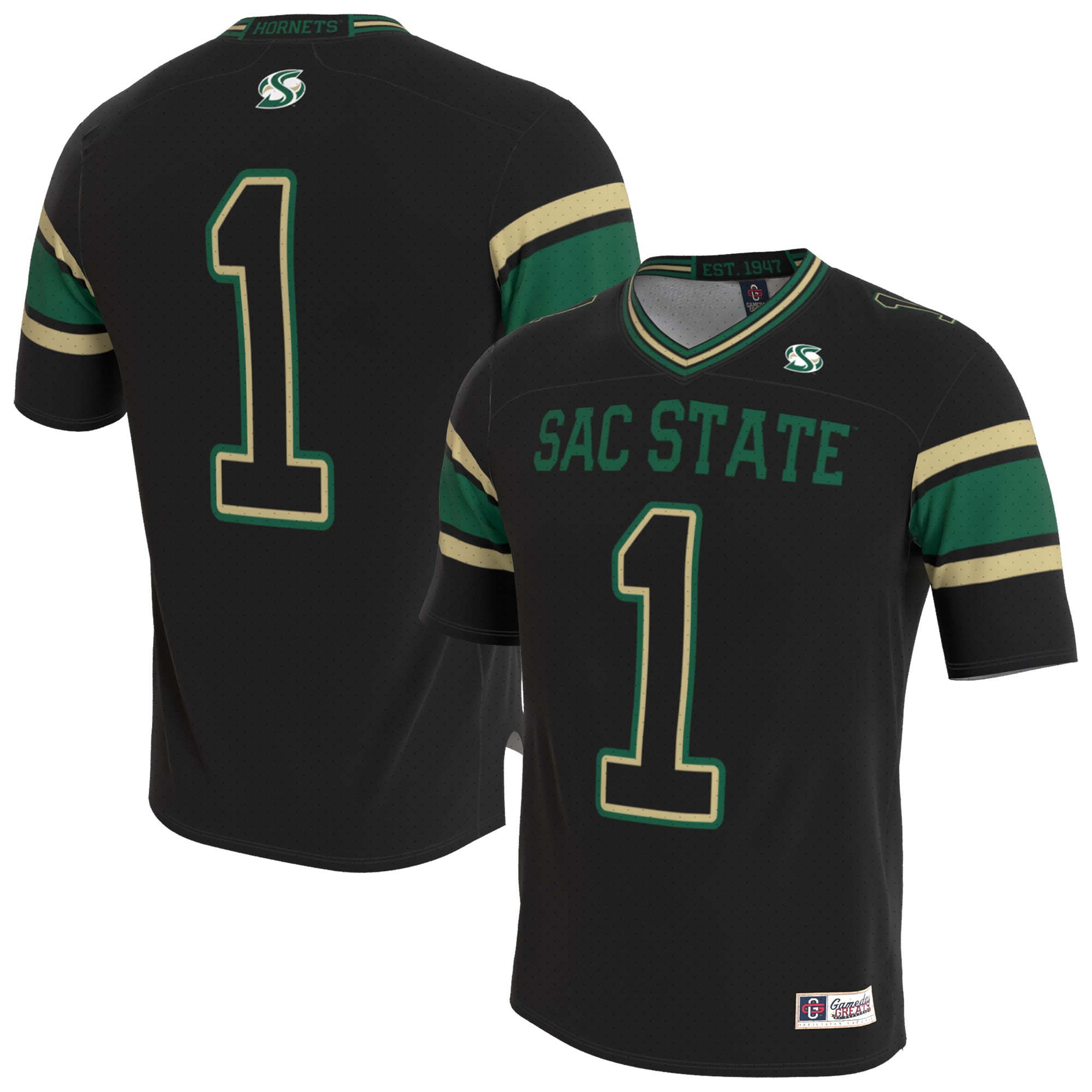 Unisex Black Sacramento State Hornets Lightweight Collegiate Football Blackout Fashion Jersey