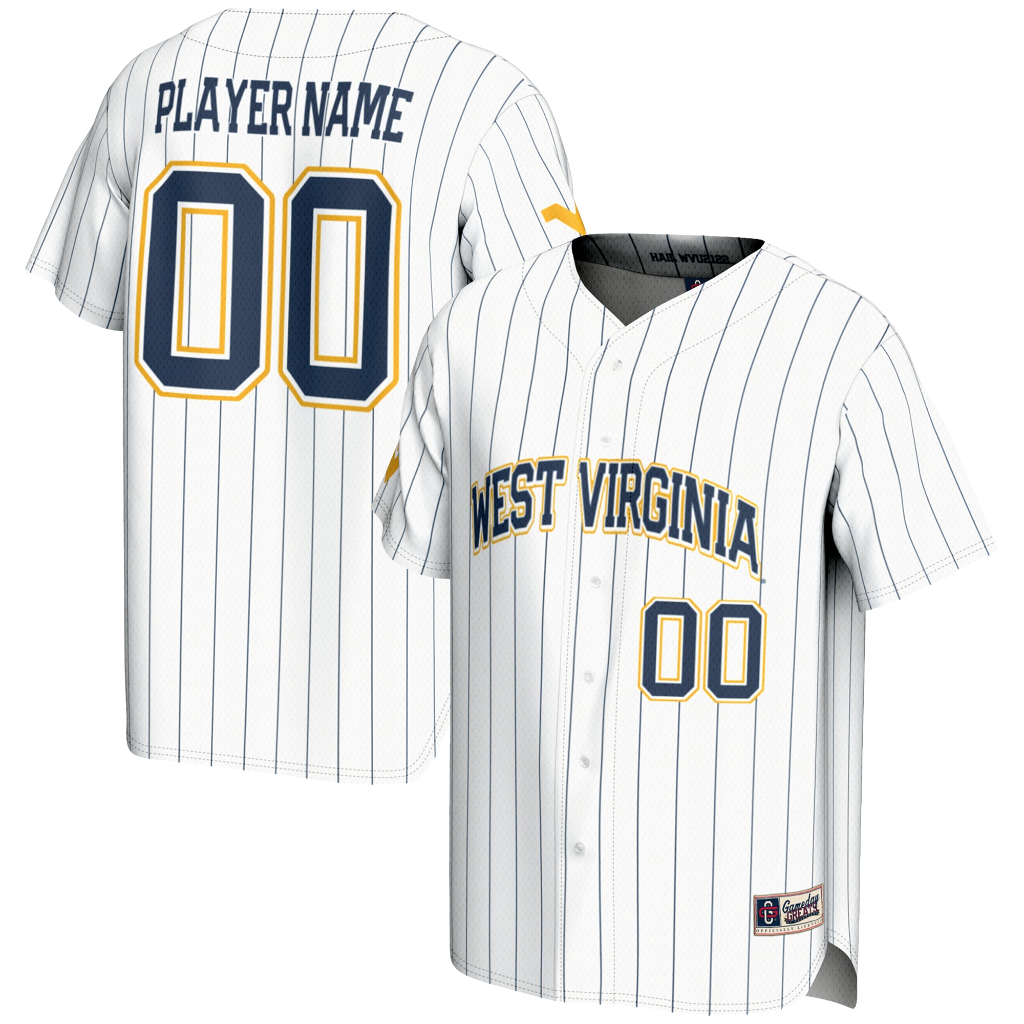 [NJP] West Virginia Mountaineers GameDay Greats NIL Pick-A-Player Lightweight Baseball Jersey - White