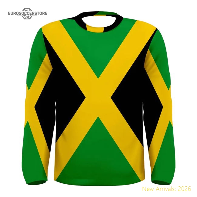 Jamaica Flag Long Sleeve Sublimated Sports Supporter Jersey