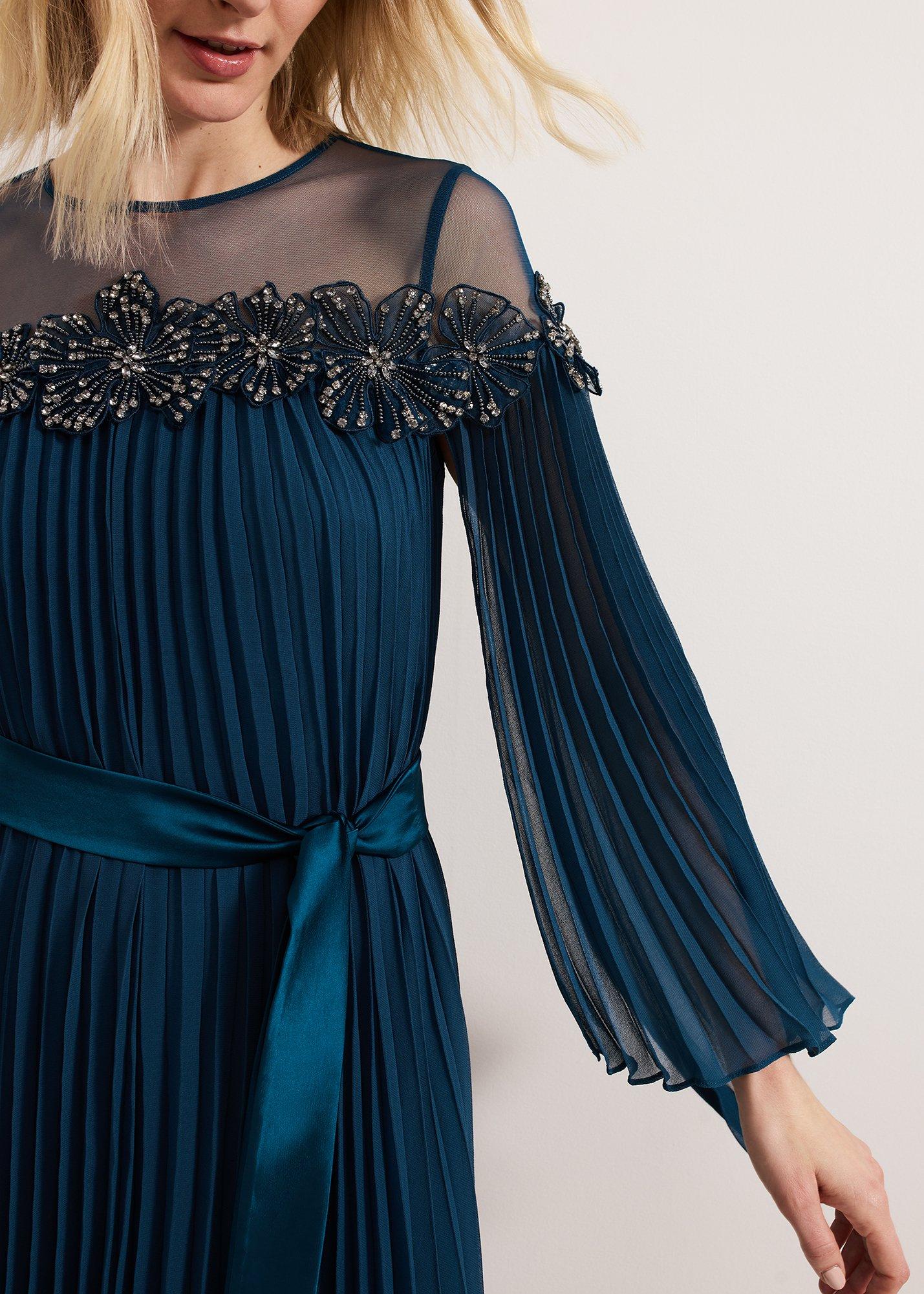 Mavery Beaded Pleated Maxi Dress