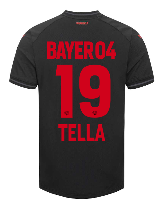 Bayer 04 Leverkusen TELLA 19 Home Football Jersey for the 23-24 Season